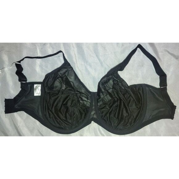 NWT Elomi Cate Full Cup Banded Bra Size 34O Black Plus Size Lingerie Wide Straps - Picture 3 of 5